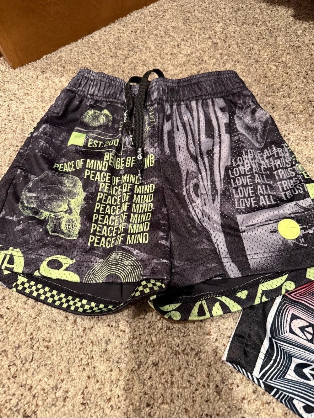 ethika Boys Graphic Swim Shorts - Black, Red, Neon Yellow